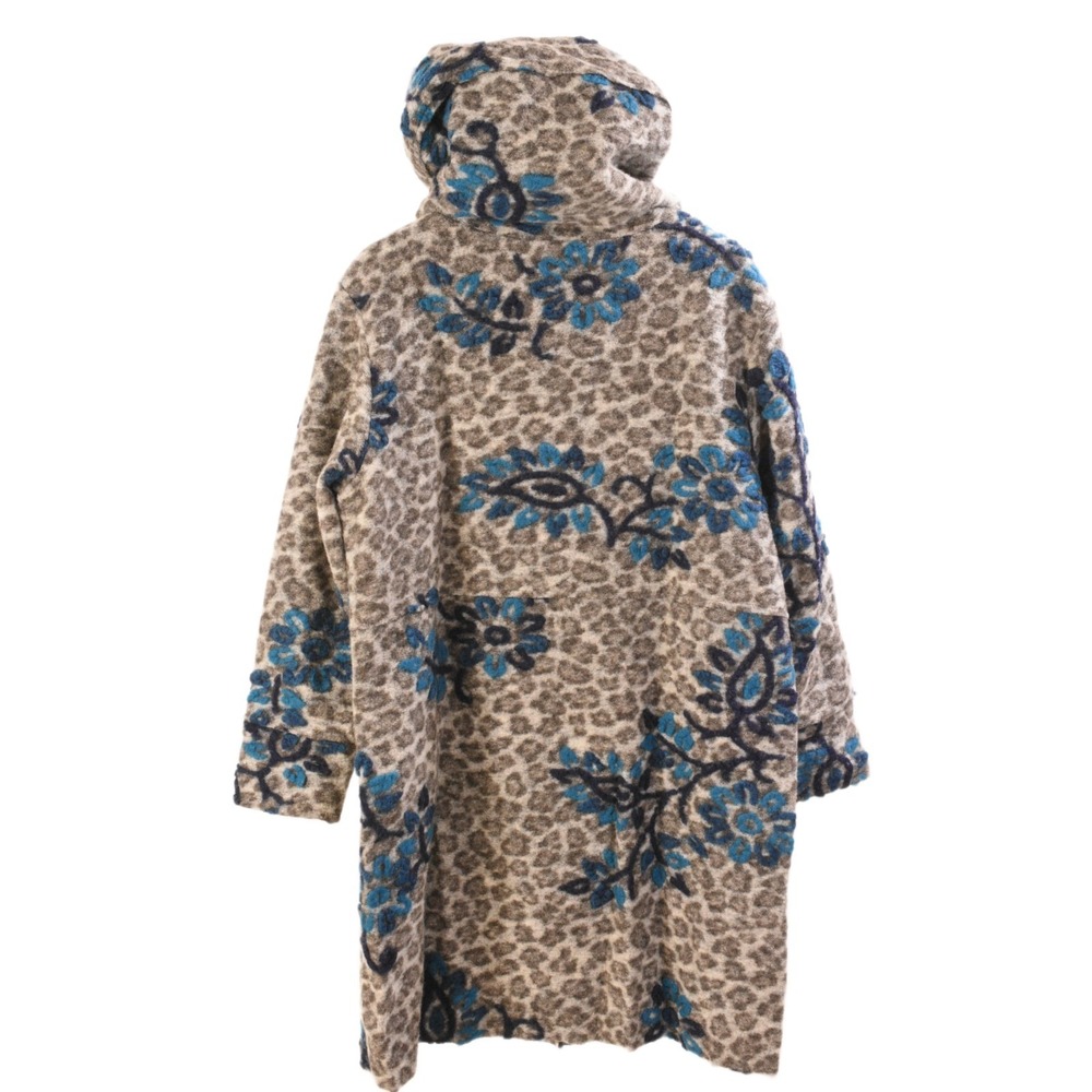 Charlotte & Louis Wool Blend Sweater Coat Women XL Gray Blue Animal Print Floral - Picture 7 of 10